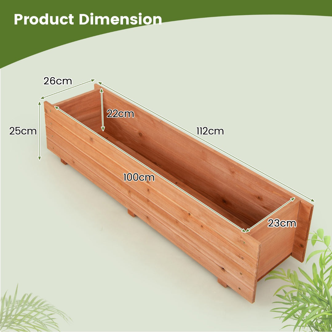 Fir Wood Planter Box with 2 Drainage Holes and 3 Added Bottom Crossbars-Orange - TidySpaces