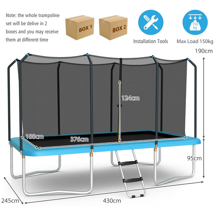 8 FT x 14 FT Rectangular Trampoline with Enclosure Net