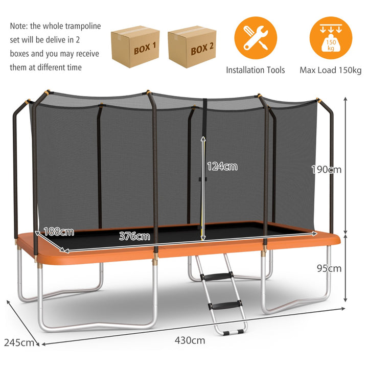 8 FT x 14 FT Rectangular Trampoline with Enclosure Net