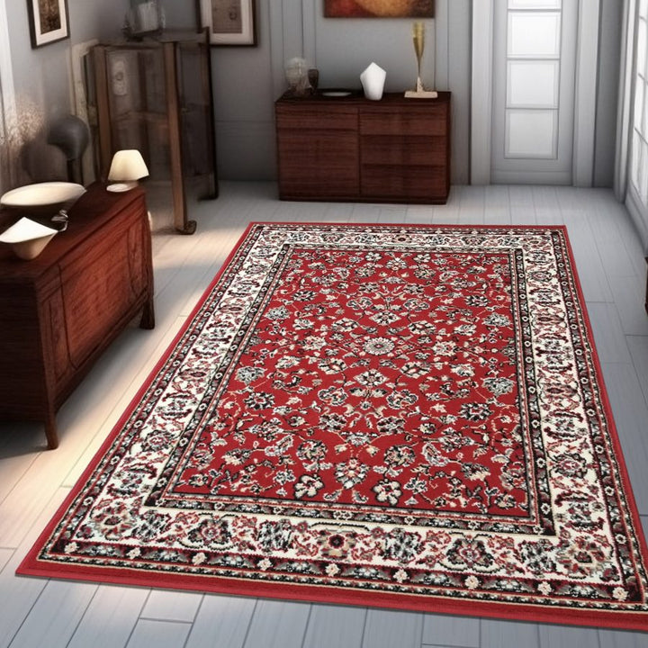 Traditional Oriental Rug Red Soft Carpet Red - TidySpaces