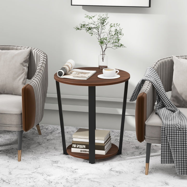 2-Tier Accent Side Table with Open Shelf