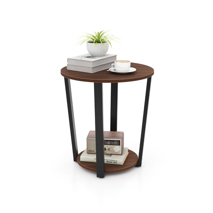 2-Tier Accent Side Table with Open Shelf