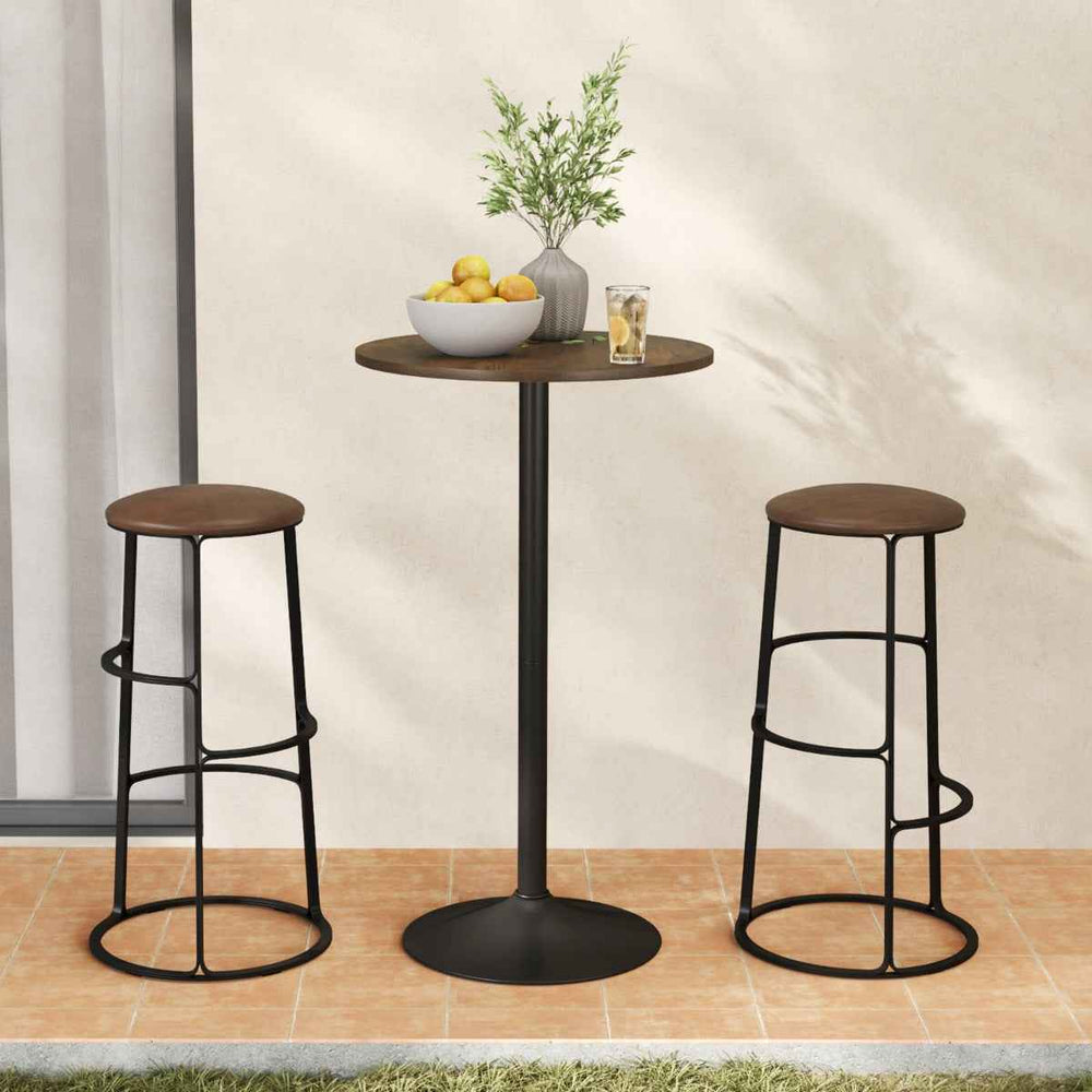 Round Top Pub and Bar Table with MDF Top and Base - Rustic Brown
