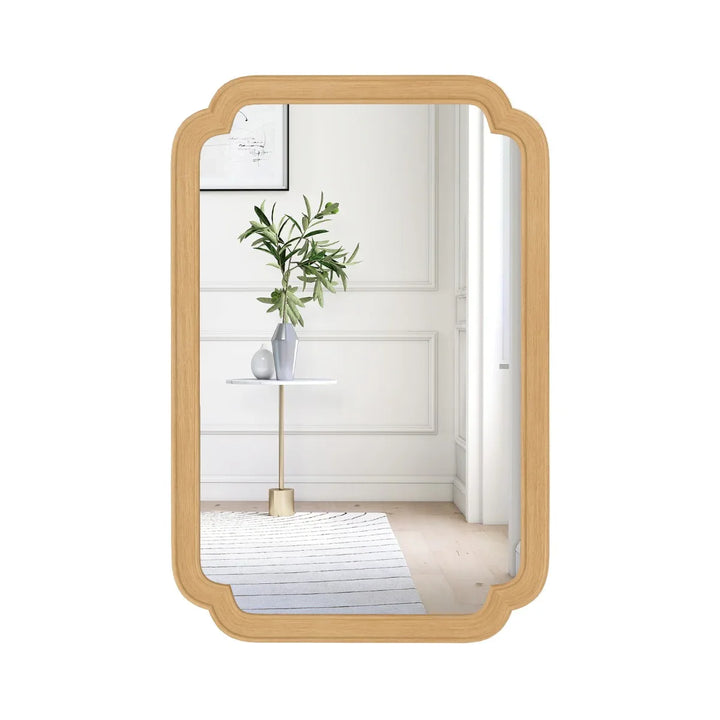 Rounded Corner Arch Wall Mirror for Bathroom Living Room-Natural - TidySpaces