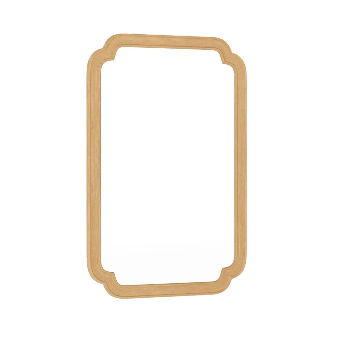 Rounded Corner Arch Wall Mirror for Bathroom Living Room-Natural - TidySpaces