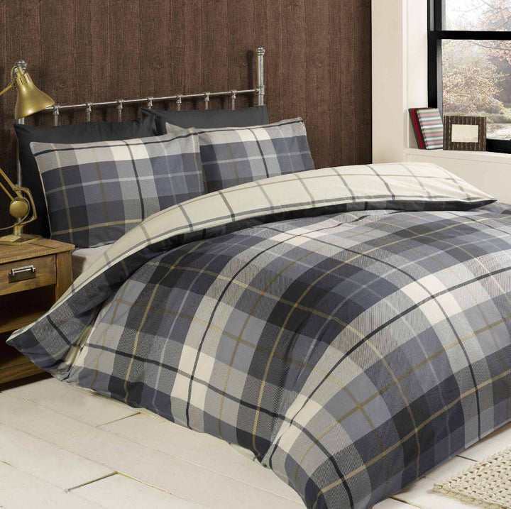 Lomond Check Flannellette Duvet Set - TidySpaces