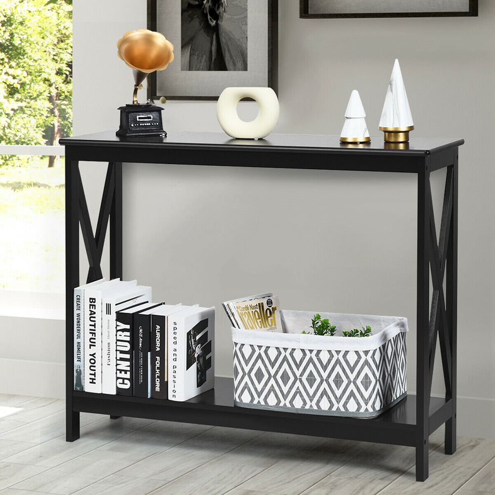 2 Tier Wooden Console Table - TidySpaces