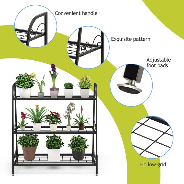 3-tier Metal Plant Stand Shelf Display Rack for Plants Shoes
