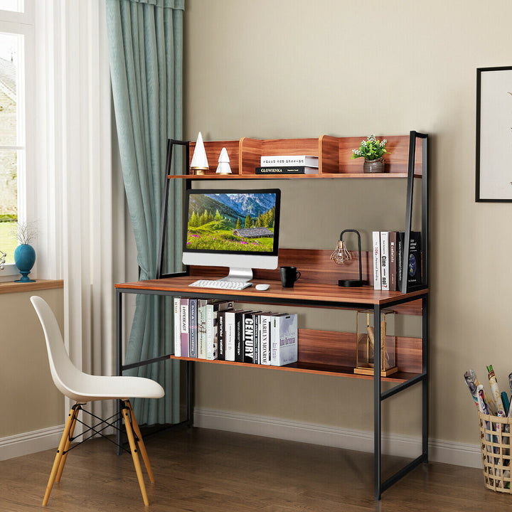 2 in 1 Computer Desk with Storage Bookshelf for Bedroom - TidySpaces