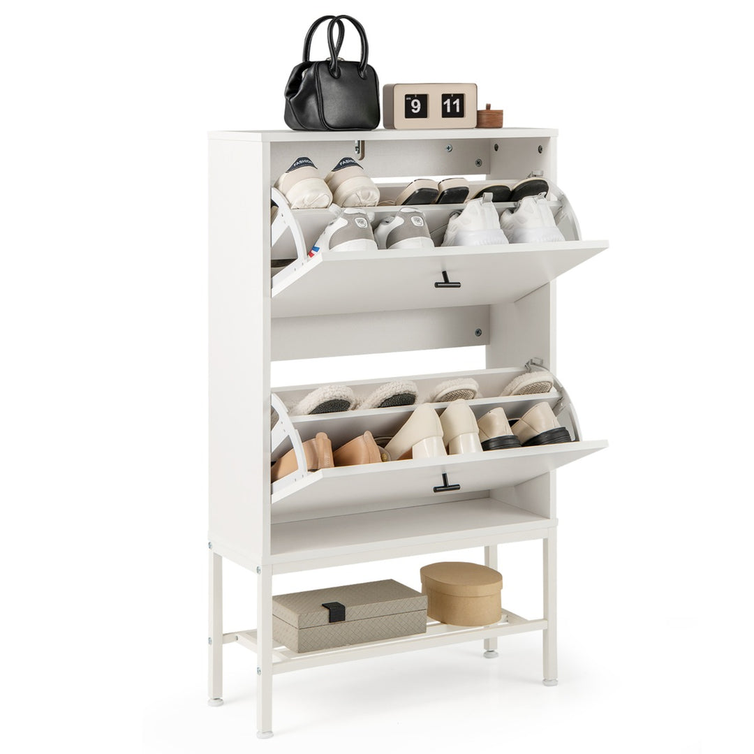 Shoe Storage Cabinet with 2 Flip Drawers and Adjustable and Removable Shelves