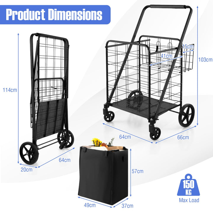 Folding Shopping Cart with Waterproof Liner