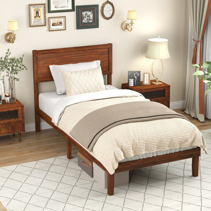 Bed Frame with Headboard and Slats Support - TidySpaces