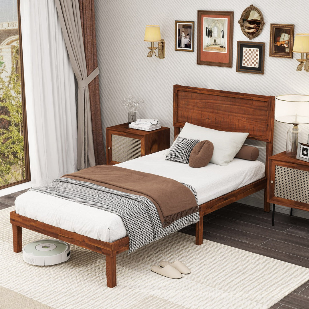 Bed Frame with Headboard and Slats Support - TidySpaces