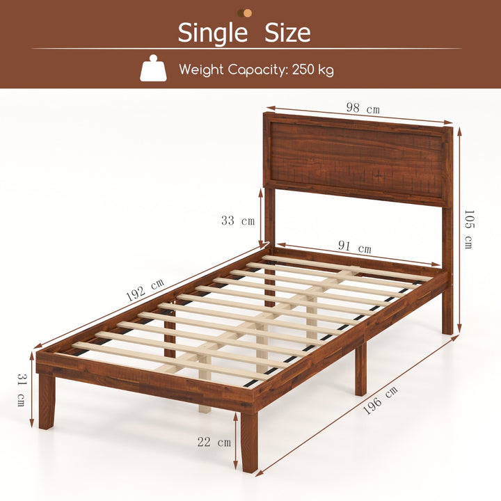 Bed Frame with Headboard and Slats Support - TidySpaces