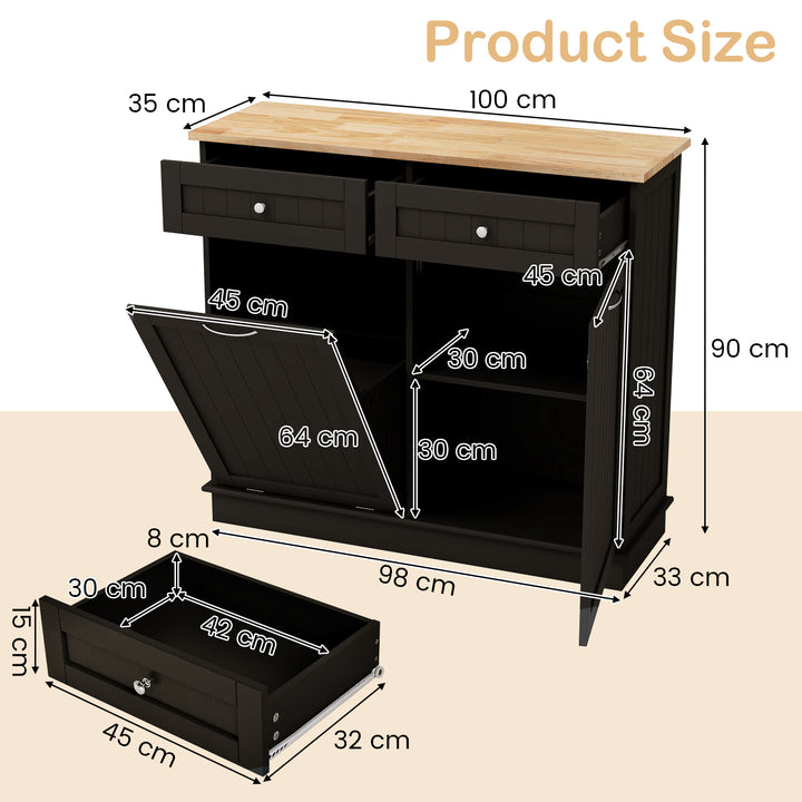 Kitchen Tilt Out Trash Cabinet with 70L Hidden Garbage Holder - TidySpaces