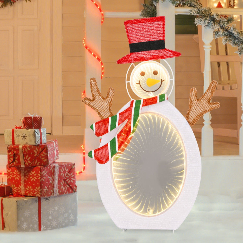 Pre-Lit Snowman with 2 Infinity Tunnel Lights and Top Hat - TidySpaces
