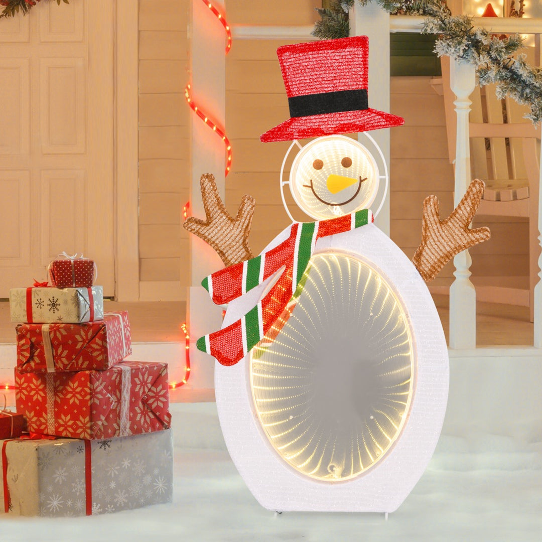 Pre-Lit Snowman with 2 Infinity Tunnel Lights and Top Hat - TidySpaces