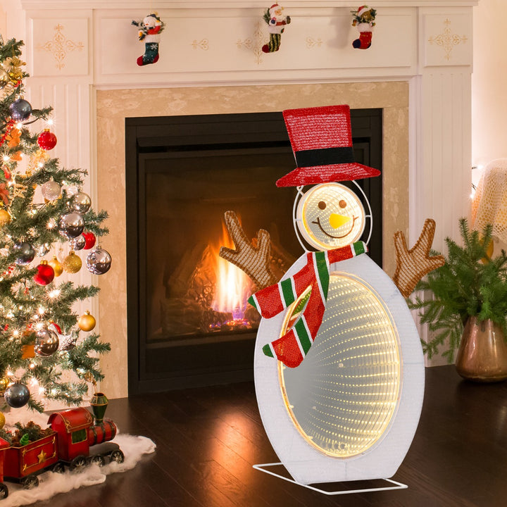 Pre-Lit Snowman with 2 Infinity Tunnel Lights and Top Hat - TidySpaces