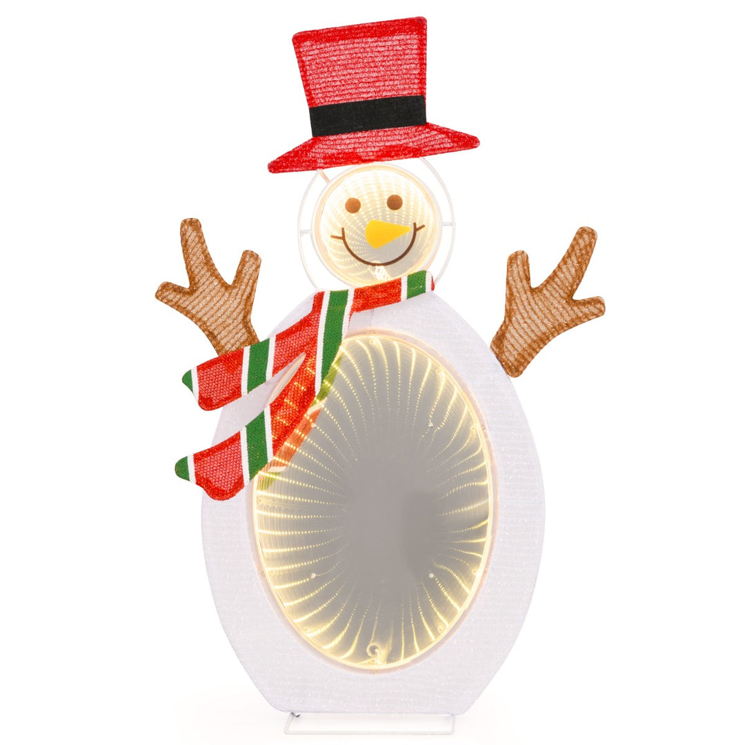 Pre-Lit Snowman with 2 Infinity Tunnel Lights and Top Hat - TidySpaces