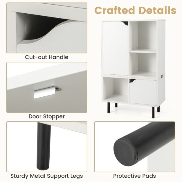 Stackable Bookcase with Adjustable Shelf and Cubes for Living Room Bedroom