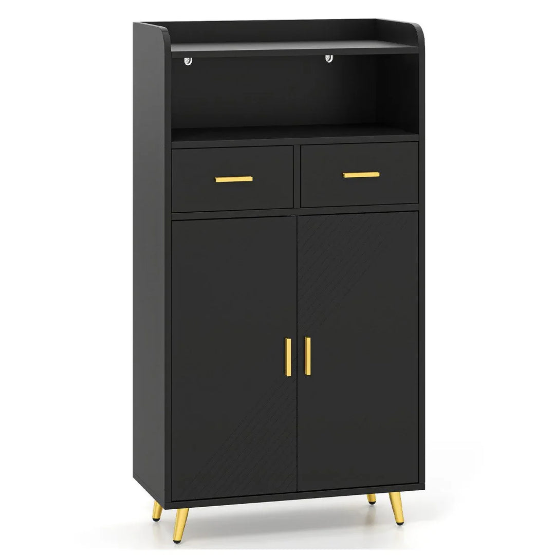 Storage Cabinet with 2 Drawers and 2 Doors-Black - TidySpaces
