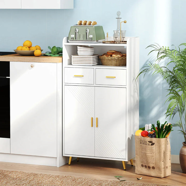 Storage Cabinet with 2 Drawers and 2 Doors-White - TidySpaces