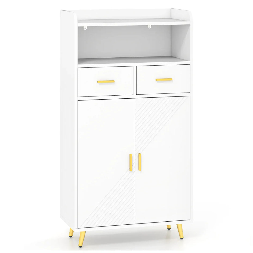 Storage Cabinet with 2 Drawers and 2 Doors-White - TidySpaces