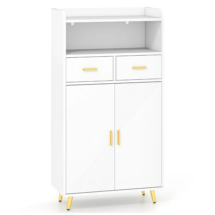Storage Cabinet with 2 Drawers and 2 Doors-White - TidySpaces