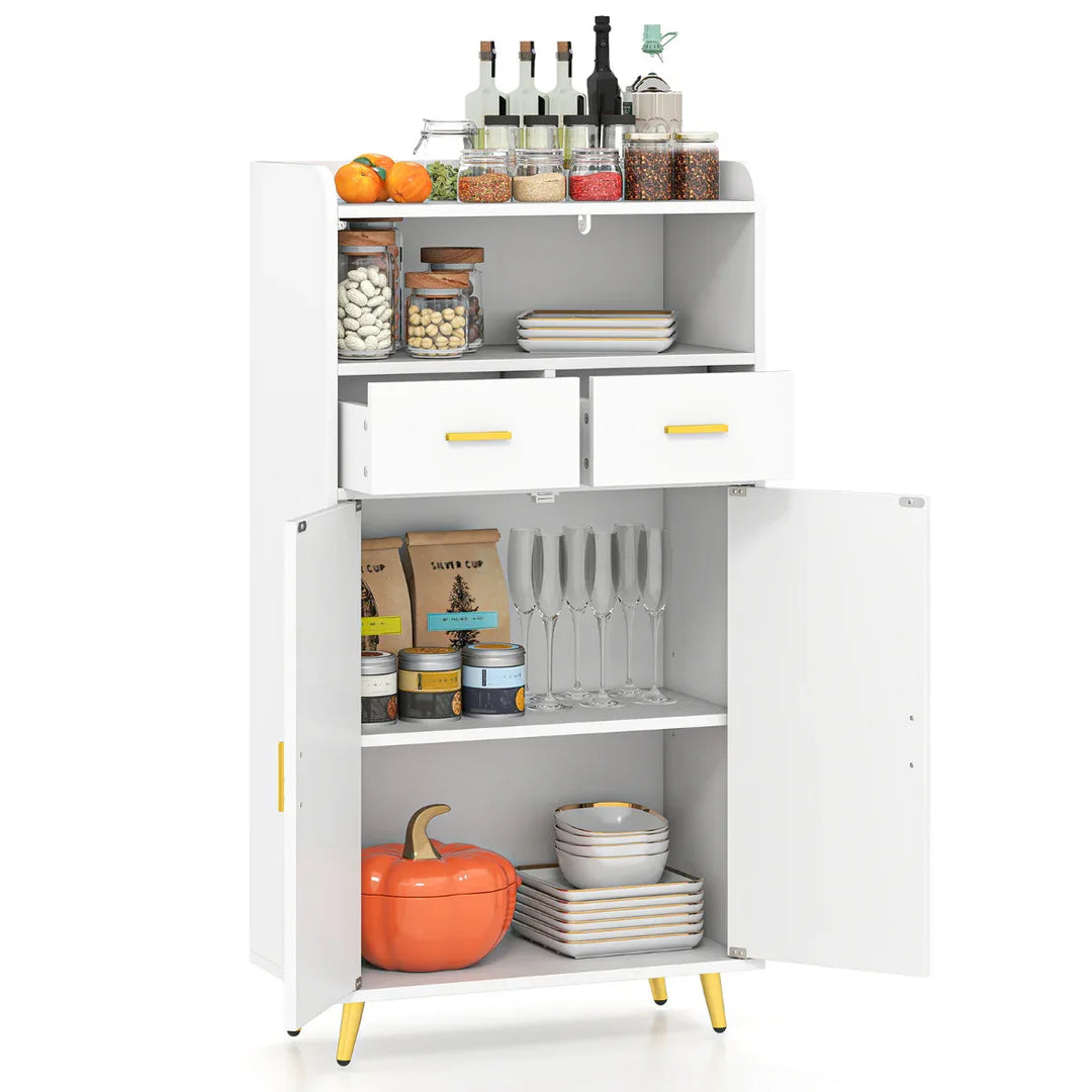 Storage Cabinet with 2 Drawers and 2 Doors-White - TidySpaces
