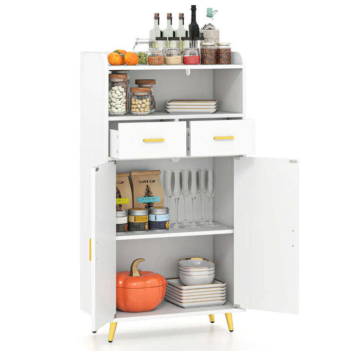 Storage Cabinet with 2 Drawers and 2 Doors-White - TidySpaces