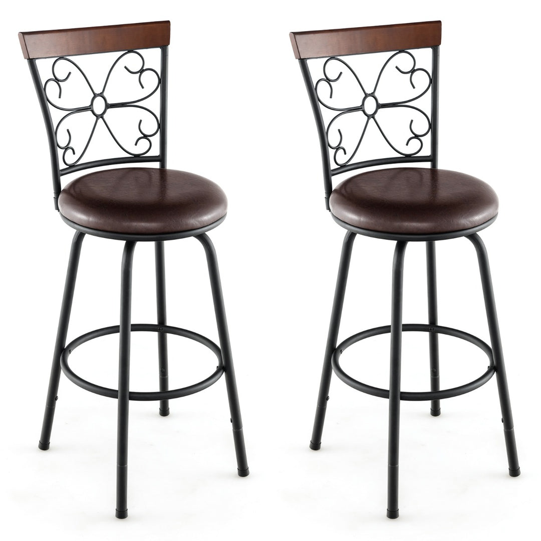 Swivel Bar Stool Set of 2 with Adjustable Height, Cozy Seat and Backrest - TidySpaces