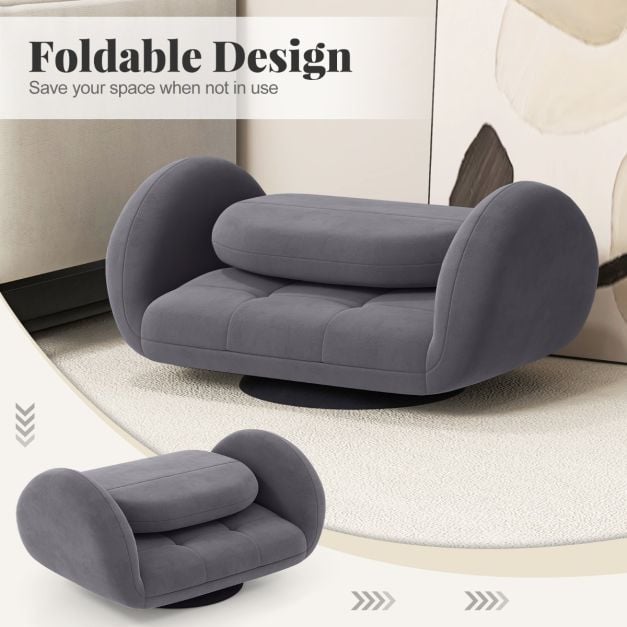 Swivel Floor Chair with Adjustable Backrest and Armrests in Grey