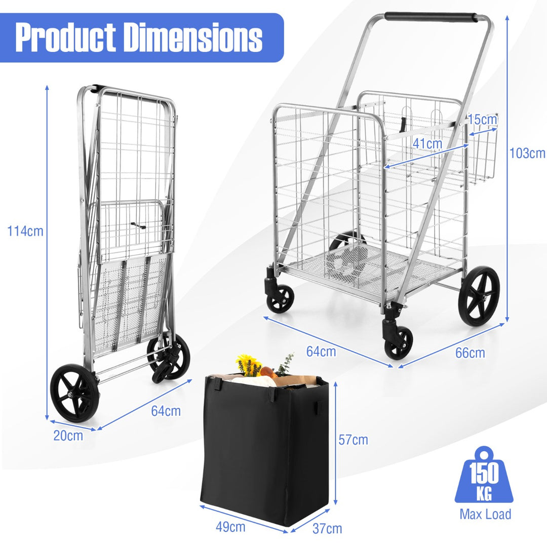 Folding Shopping Cart with Waterproof Liner