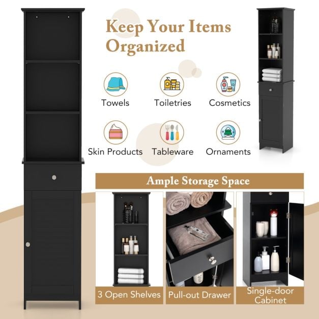 Tall Bathroom Cabinet with Adjustable Shelves