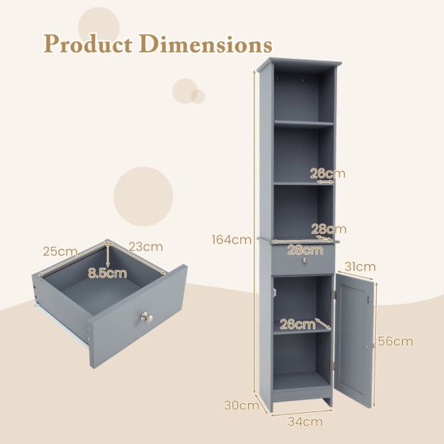 Tall Bathroom Cabinet with Adjustable Shelves