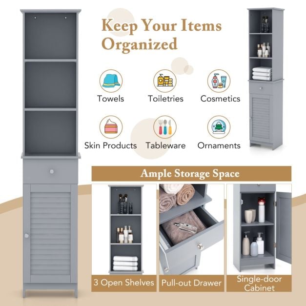 Tall Bathroom Cabinet with Adjustable Shelves