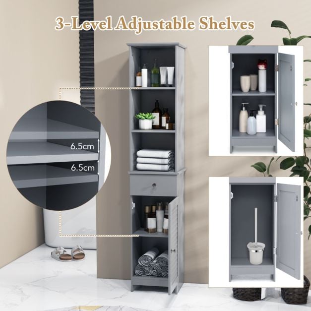 Tall Bathroom Cabinet with Adjustable Shelves