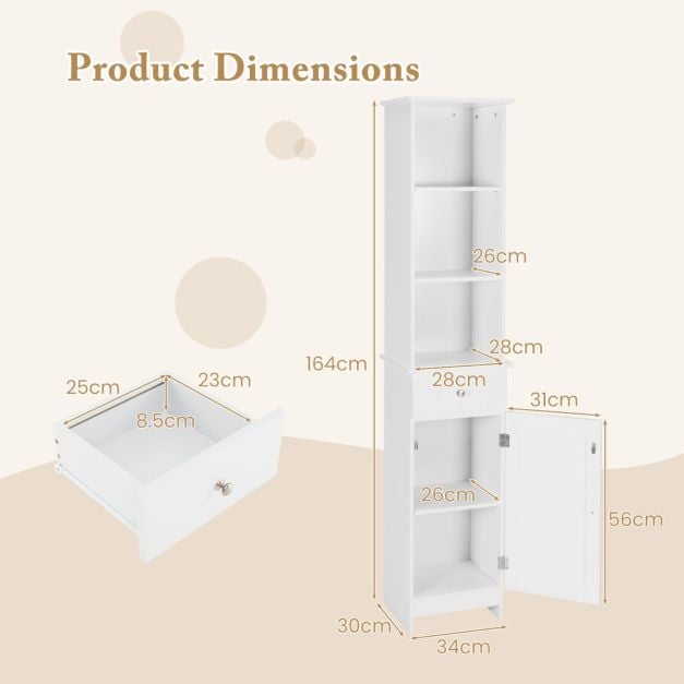 Tall Bathroom Cabinet with Adjustable Shelves