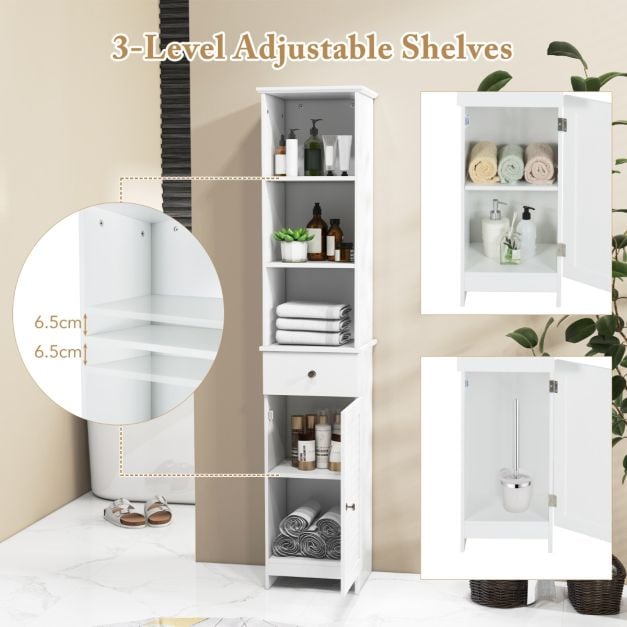 Tall Bathroom Cabinet with Adjustable Shelves