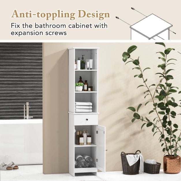 Tall Bathroom Cabinet with Adjustable Shelves