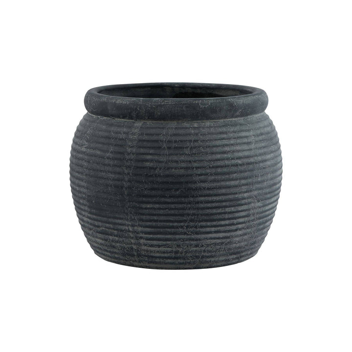 Amalfi Grey  Rimmed Large Plant Pot - TidySpaces