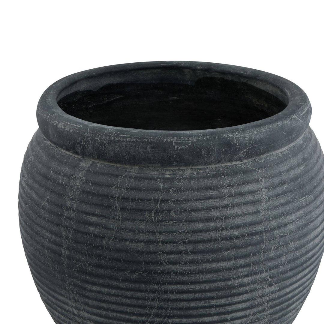 Amalfi Grey  Rimmed Large Plant Pot - TidySpaces