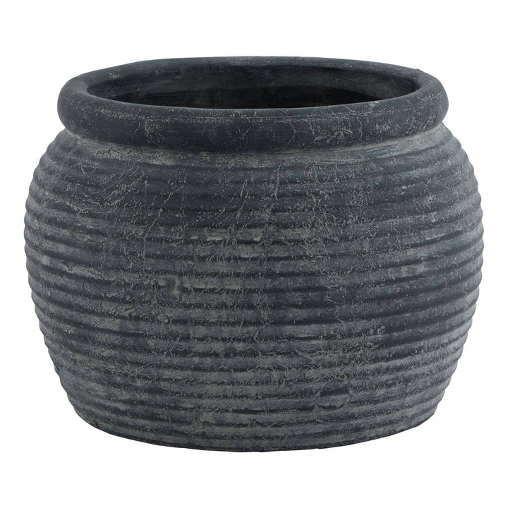 Amalfi Grey  Rimmed Plant Pot - TidySpaces