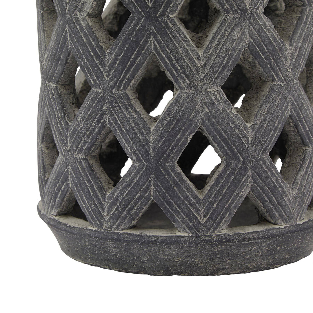 Amalfi Grey Large Lattice Lantern - TidySpaces