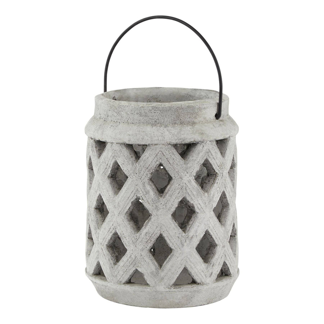 Athena Stone Large Lattice Lantern - TidySpaces