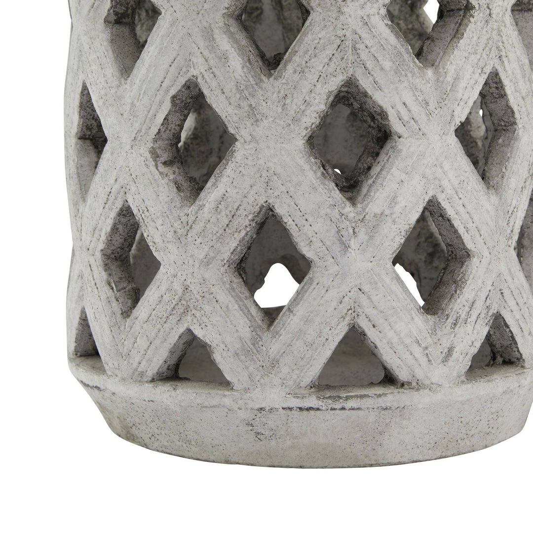 Athena Stone Large Lattice Lantern - TidySpaces