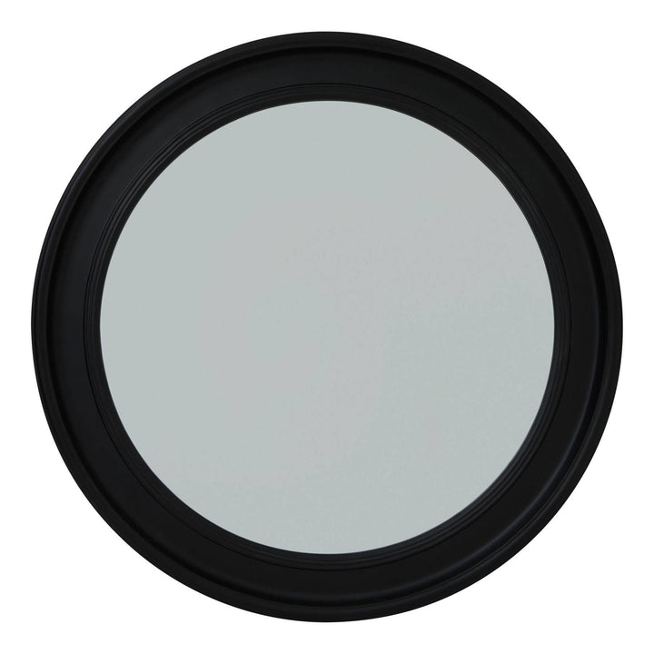 Black Wood Round Framed Mirror - TidySpaces