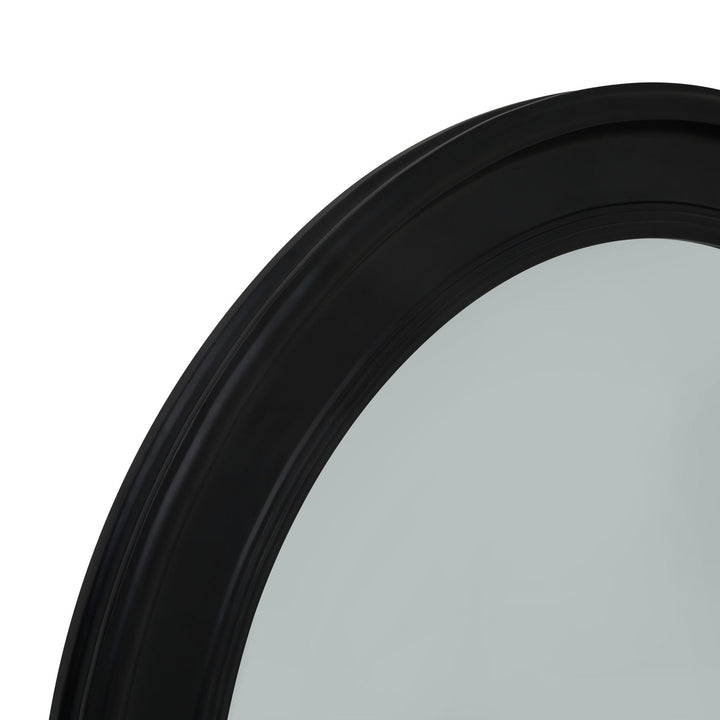 Black Wood Round Framed Mirror - TidySpaces