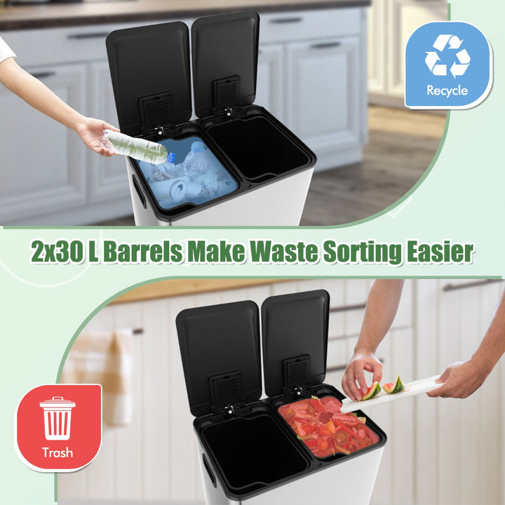 Trash Can with 2 Deodorizer Compartments and Soft Close Lids