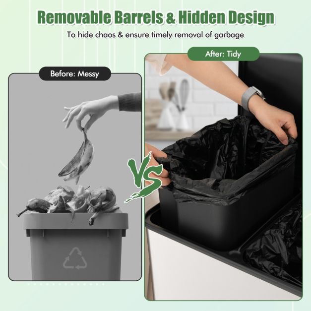 Trash Can with 2 Deodorizer Compartments and Soft Close Lids